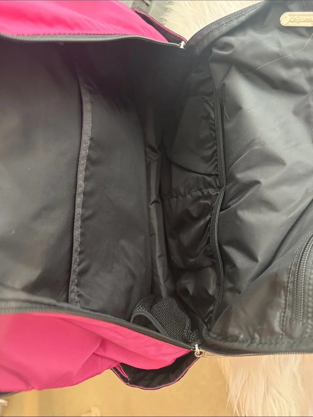 LeSportsac Hot Pink Nylon Backpack with Front Zip Pocket NEVER USED